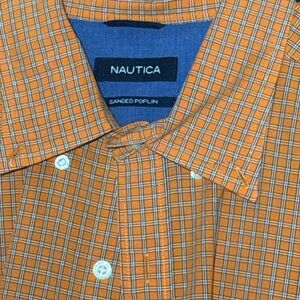 Nautica Men's Orange Plaid Shirt